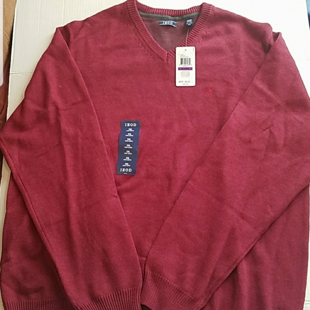 Mens Red IZOD Long Sleeve Sweatshirt
